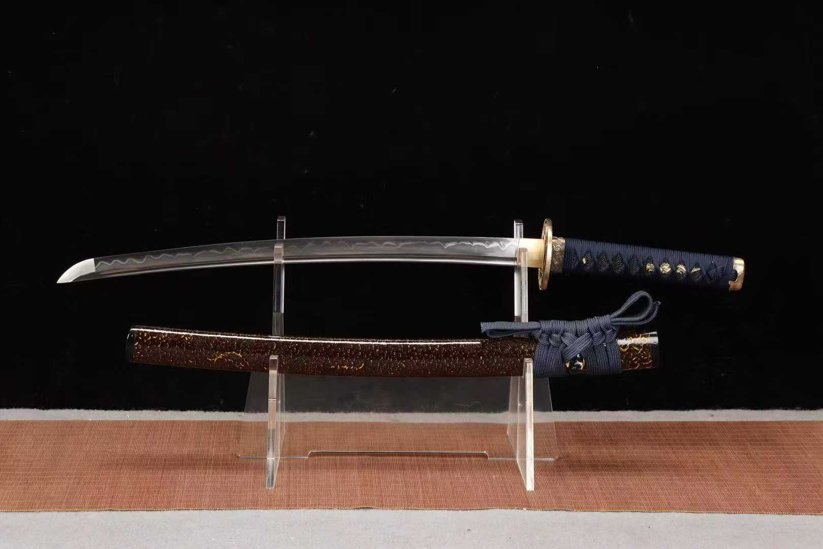 Kiếm Nhật WAKIZASHI Thủy Long – T10 Tôi Cháy, Đồng Nguyên Khối, Thiết Kế Cổ Phong Long Tuyền